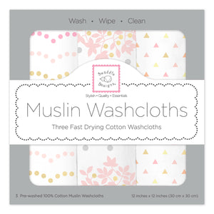 Muslin Washcloth - Shimmer (Set of 3), Pink
