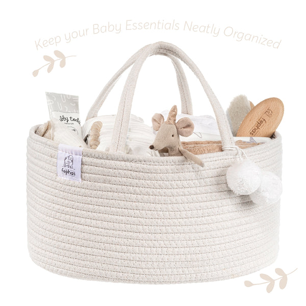 Cotton Rope Diaper Caddy- Off-white