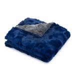 Micro Faux Fur Baby Blanket- Blue/Grey