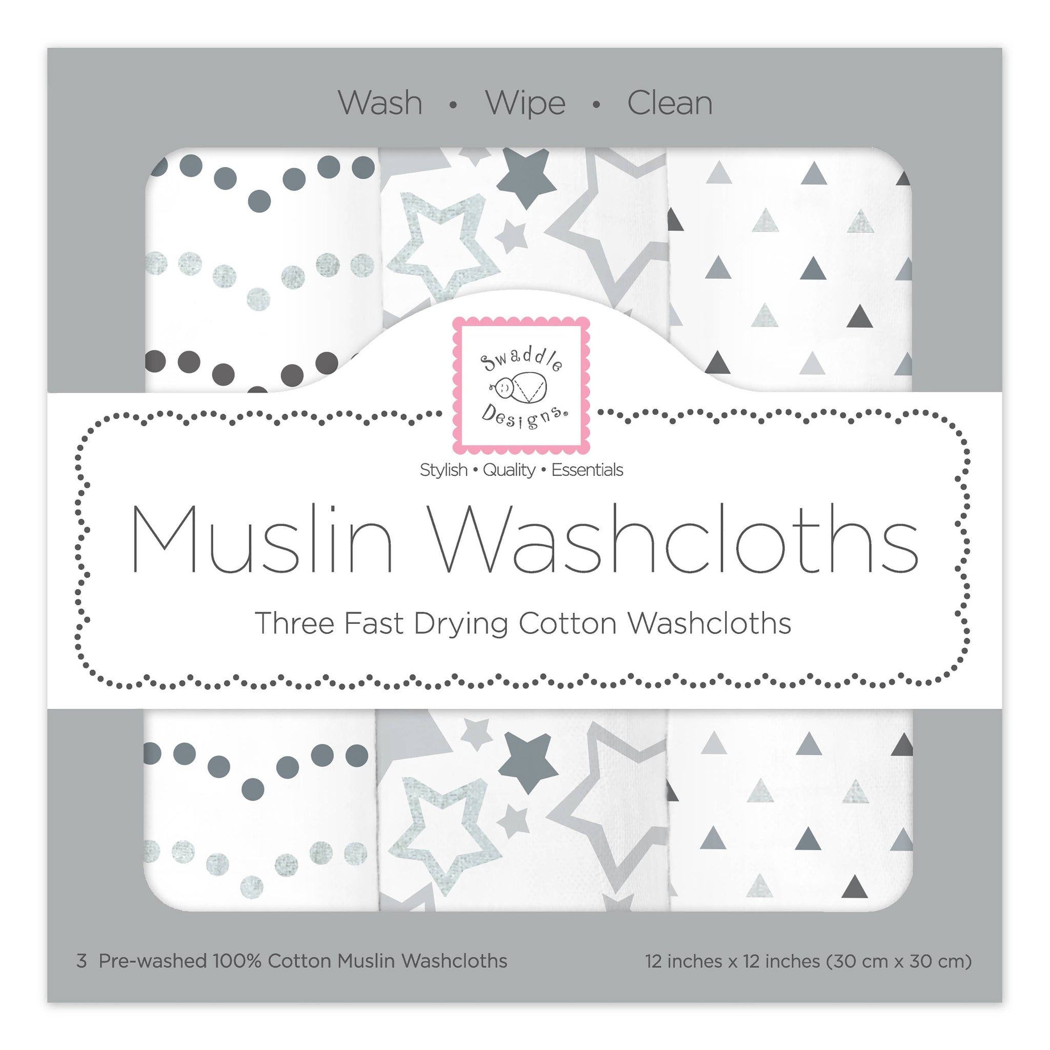 Muslin Washcloth - Shimmer (Set of 3), Sterling