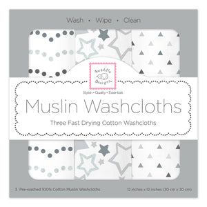 Muslin Washcloth - Shimmer (Set of 3), Sterling