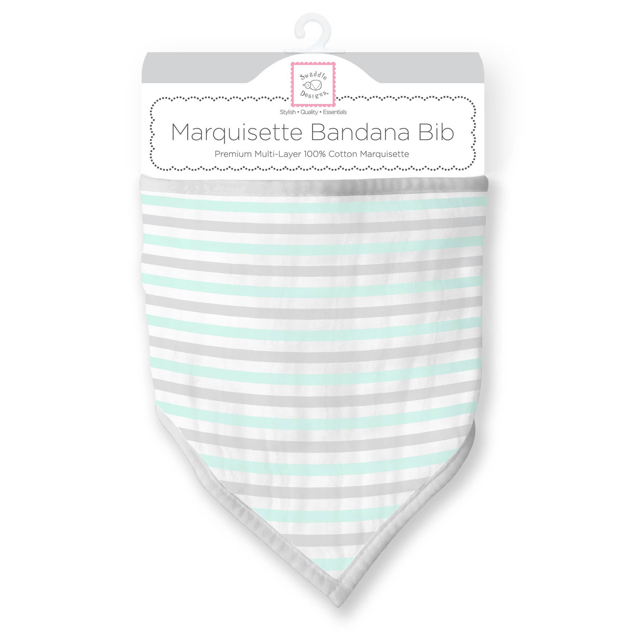 Marquisette Bandana Bib, Simple Stripes, Pastel SeaCrystal