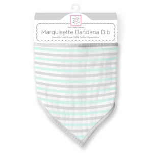 Marquisette Bandana Bib, Simple Stripes, Pastel SeaCrystal