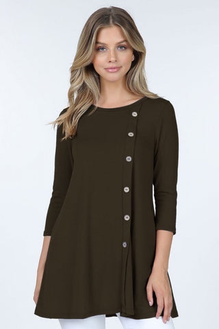 Karen Button Tunic- Black