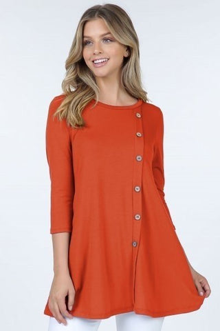 Karen Button Tunic- Burnt Orange