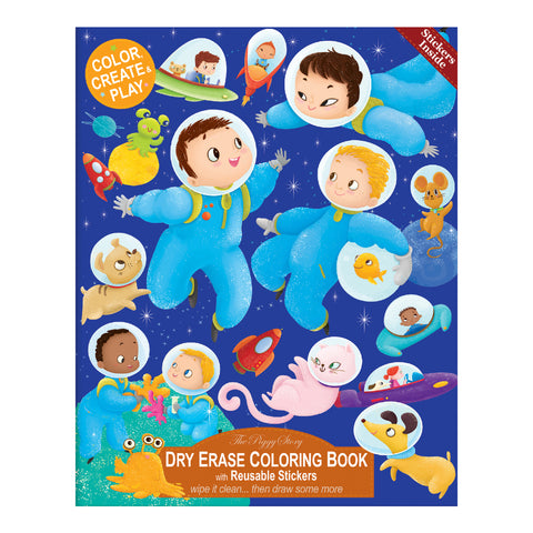 Dry Erase Coloring Book with Reuseable Stickers- Space Adventure