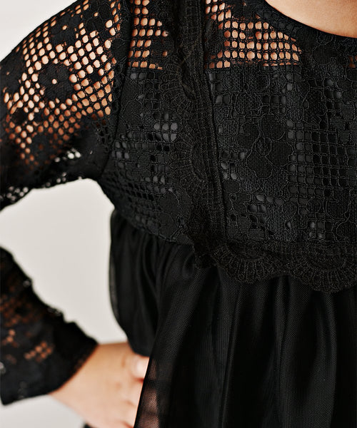 Black Lace Yolk Dress